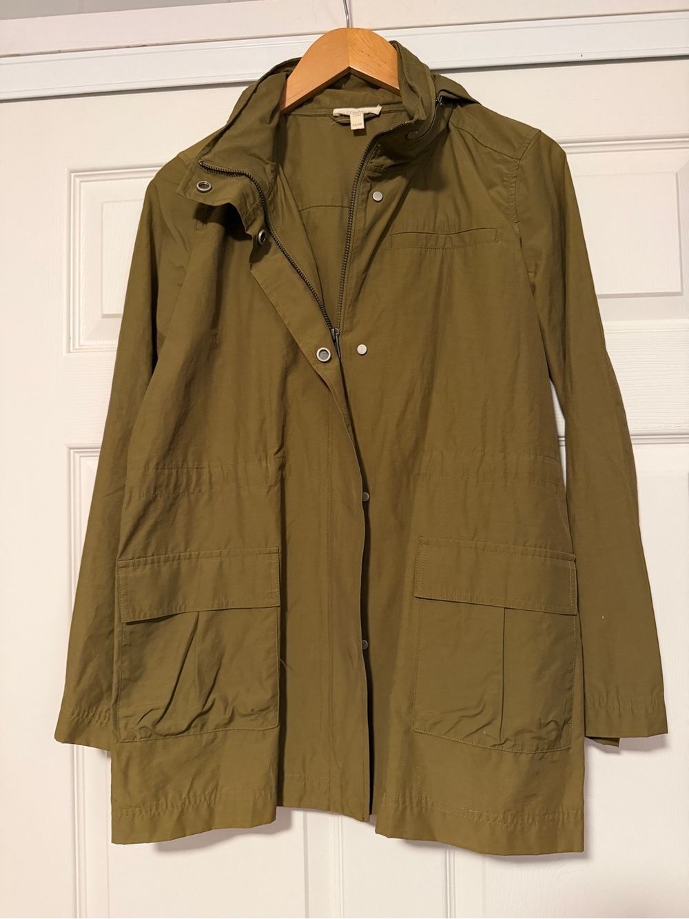 Eileen Fisher Olive Green Nylon Rain Utility Field Jacket Coastal Lagenlook